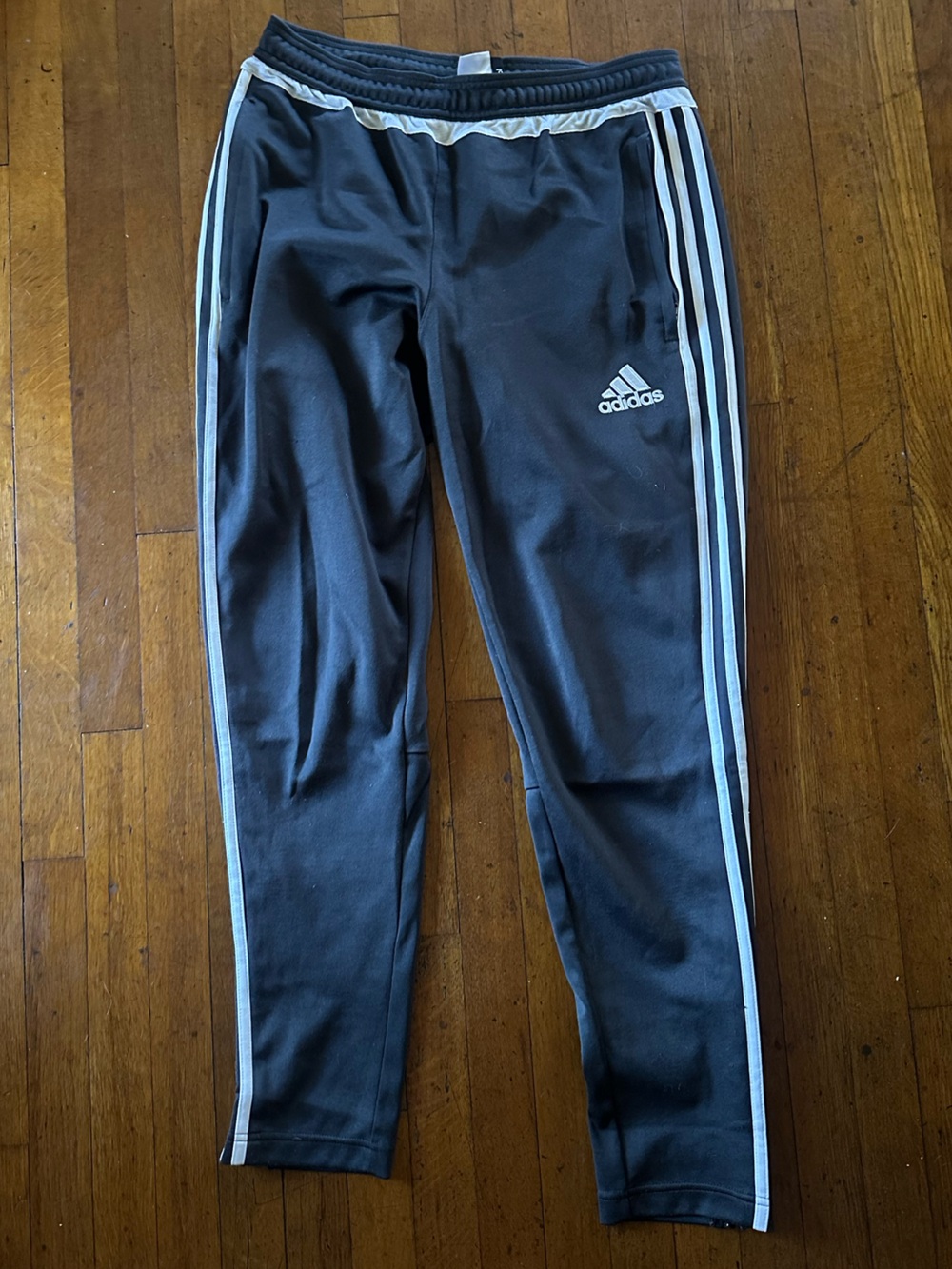 adidas Black Joggers with White Side Stripes